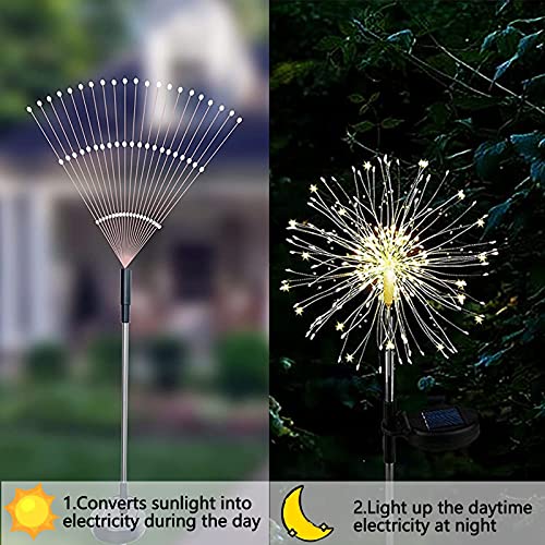 Perzoe Outdoor Decorative Solar Firework Light - Solar Powered 120Led 40 Copper Wire Garden Decorative Lights For Patio Lawn Christmas Birthday Party Decor(2 Pack) (Warm White) #TOP2