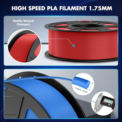 Image of SUNLU High Speed PLA Filament 1.75mm, 30mm /s - 600mm /s Print Range, High Flow Speedy 3D Printer PLA Filament, Designed for Fast Printing, Good for Fast Printing, 1KG Klein Blue