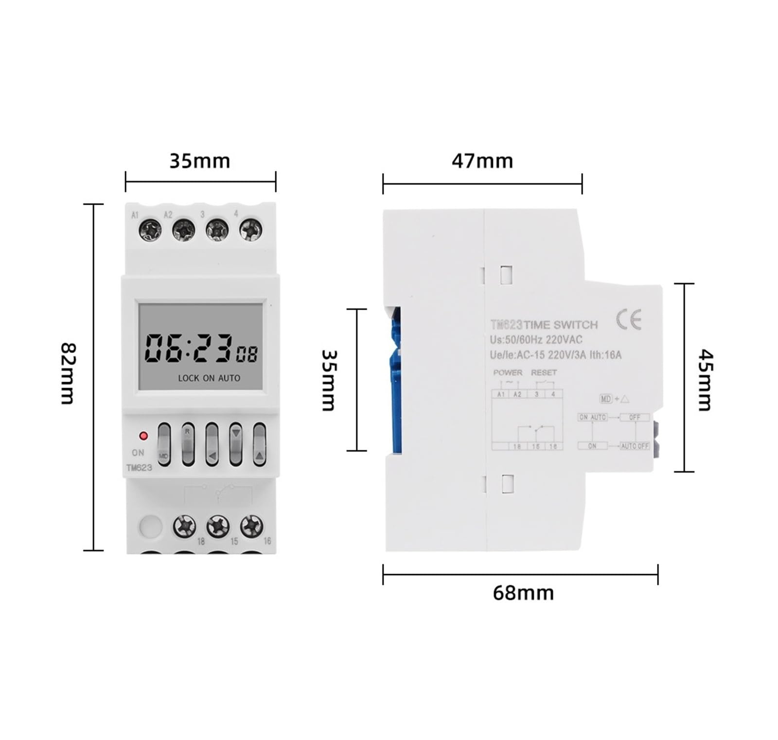Interruptor de tiempo programable con temporizador de carril Din de 220 V | Con pantalla digital ON/OFF de ajuste de latitud