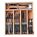 FLYINGCOLORS Laguiole Stainless Steel Flatware Set. Black Color Handle, Wooden Storage Box, 34 Pieces