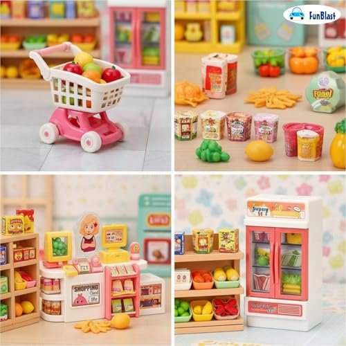 Image of FunBlast Kids Supermarket Shopping Play Set with Trolley & Grocery Accessories | Pretend Play Store Toy, Role Play Toys for 3+ Years Boys & Girls