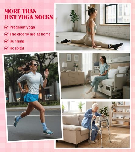 Image of yeuG Pilates Socks for Women Grip Socks Non Slip Yoga Sock with Grippers for Barre, Hospital, Ballet, Dance, Barefoot Workout