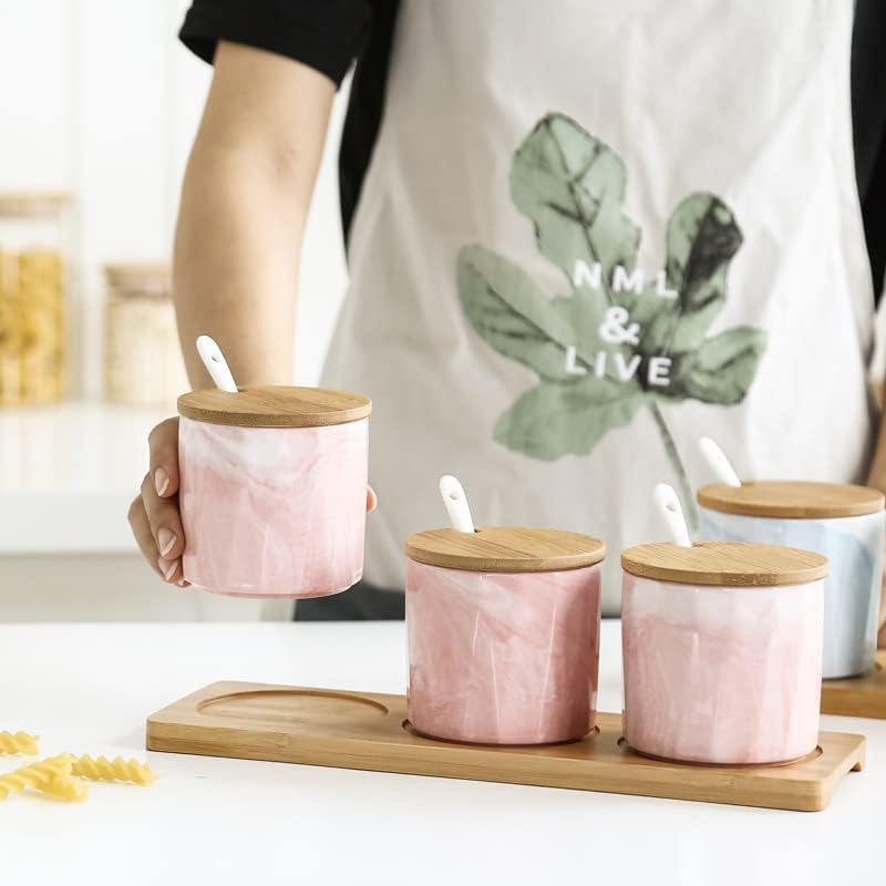 Vista 4 de Salt Cellar with Lid, Ceramic Salt And Pepper Containers with Lid - Salt Cellar with Lid and Spoon For Home and Kitchen - Sugar, Pepper, Spice