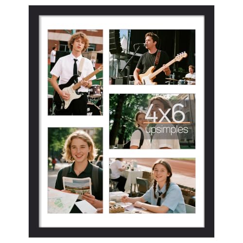 Image of upsimples 11x14 Collage Frames, 5 Picture Frame 4x6, Black, 1 Pack | Fit 5 4x6 or 11x14 Photo, Picture Frames Collage Wall Decor, For Hallway Entryway Bedroom Living Room