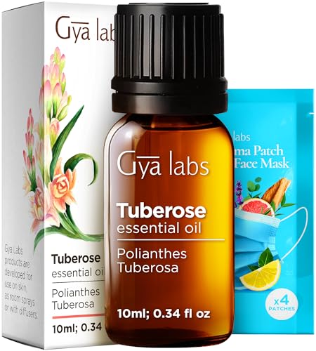 Gya Labs Tuberose Essential Oil for Diffuser - 0.34 Fl Oz - Tuberose Oil for Massage, Skin & Perfumes Fragrance & DIY Candle Making Scent