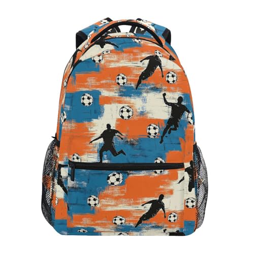 Football Ball Oil Painting Backpack for School Boys Girls Adults Kids Bookbag Laptop Bag 18L