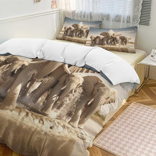 Housse de couette éléphant double 200x200 en microfibre douce
