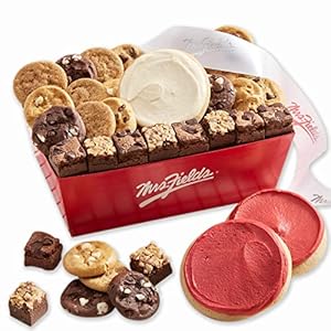 Mrs. Fields – Sweet Sampler Cookie and Brownie Tray, Assorted with 24 Nibblers Bite-Sized Cookies, 18 Brownie Bites, and 3 Frosted Cookies (45 count)