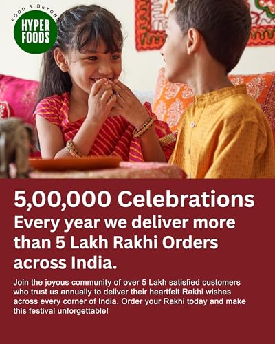 Image of Hyperfoods Rakhi For Brother Gift For Brother 300 Grams Chocolate Gift Pack Whispering Petals Rakhi with Roli & Rice