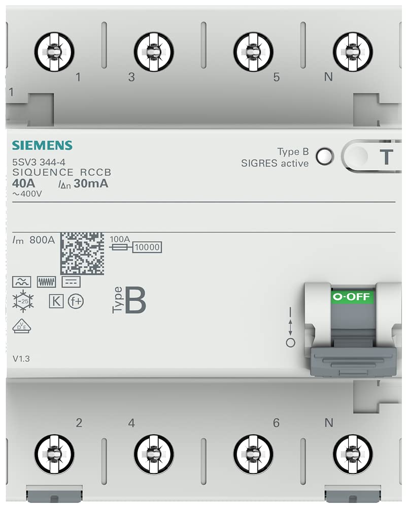 Siemens - 5SV33444 FI-Schutzschalter 3P+N TypB 30mA 40A 400V