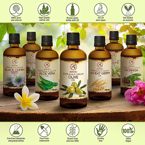 Olivenöl 100 ml - Kaltgepresst - Rein & Natürlich - Basisöl - Pflege Gesicht - Haare - Haut - Nägel - Hände - für Massage - Kosmetik - Körperpflege - Schönheit