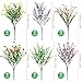 Hoteam 24 Bundles Artificial Faux Flowers Plastic Flower Plants Faux Outdoor Flowers Boxwood Plastic Shrubs Plants for Patio Porch Garden Home Farmhouse Vase Pots Hanging Planters (Lovely)
