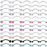 Hoeudjo 60PCS Vorious Sizes Snake Eyes Tongue Ring 16G Surgical Steel Snake Bite Piercing Jewelry Curved Barbell Eyebrow Rings Rook Daith Earrings for Women Men