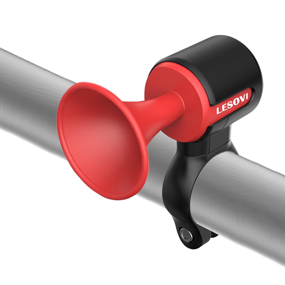 LESOVI Electric Bike Horn, 120dB Electronic Bicycle Bell with 300mAh Rechargeable Battery Operated/IPX5 Waterproof, Loud Bike Bell for Adults/Kids