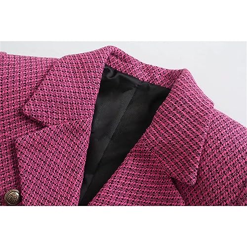 Women Solid Blazer Long Sleeve Double Breasted Slim Office Lady Cropped Blazers4