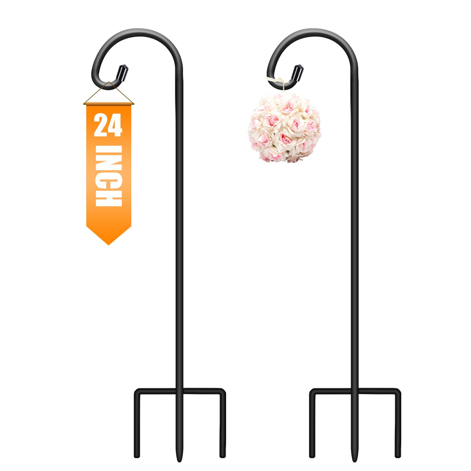 Gtongoko 24" Small Shepherd Hooks for Outdoor 2 Pack Garden Hooks for Decor