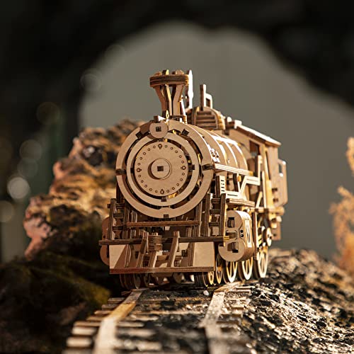 Rokr 3D Wooden Puzzle-Self Propelled Mechanical Model-Diy Building Kits-Brain Teaser Games-Best Gift For Boyfriend Or Girlfriend On Birthday/Anniversary/Valentine's Day/Christmas(Locomotive) #TOP2
