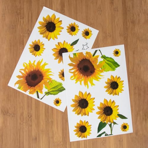 3 Pagen® Mülltonnenaufkleber Sonnenblume – Mülleimer Aufkleber - Sticker für die Mülltonne - Blumenmotiv – wasserfest, langlebig & selbstklebend – Größe 3-21cm -15 Stück