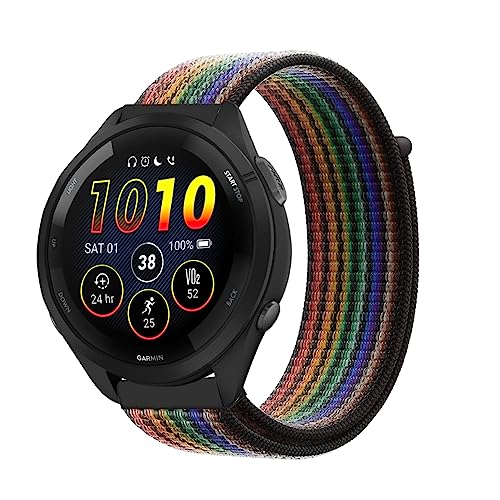 Niboow Bracelet 22mm pour Garmin Forerunner 265/255/255 Music, Vivoactive 4, Venu 2, Active - Nylon Nike Coloré