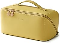 Vista 43 de EACHY Bolsa de Maquillaje de Viaje, Bolsas de Cosméticos de Gran Capacidad para Mujeres, Bolsa Portátil Impermeable que se Abre Plana, Bolsa de Aseo