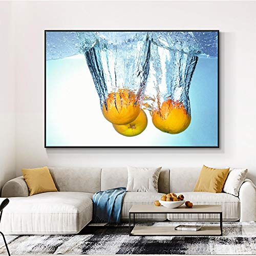 Affiche jaune citron cuisine peinture scandinave nourriture déco salon 60x80