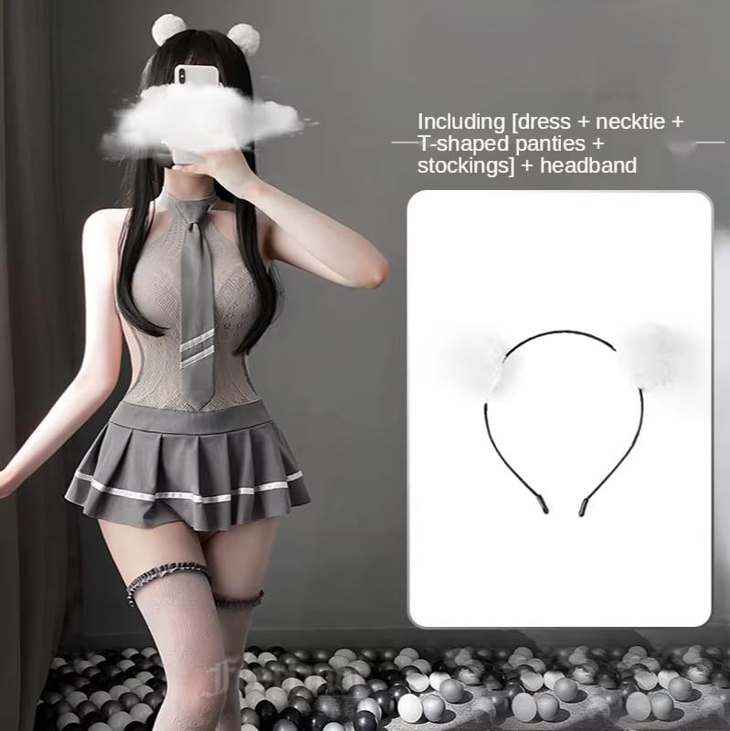Image of GirlFriend Lingerie One Piece Nurse Deep V Neck Teddy Princess Lingerie Set - Fairytale Nurse Bikini Set for women wife
