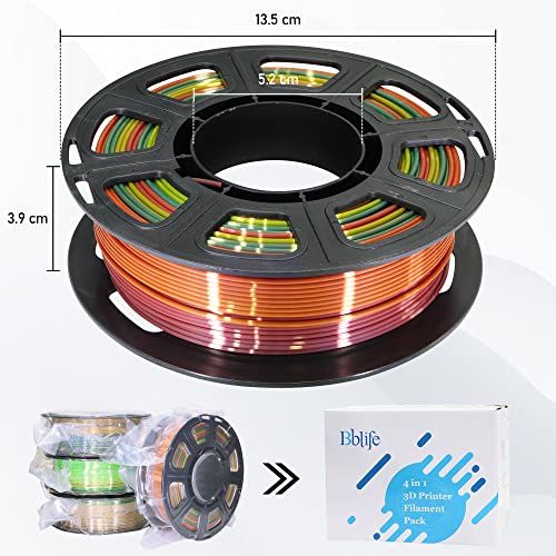 Image of 1.75mm Silk Rainbow PLA 4 Types Bundle, Fast Color Change, 1kg | 4 Different Types Silk Rainbow PLA, 250g /Spool, Total 1Kg 3D Print Filament