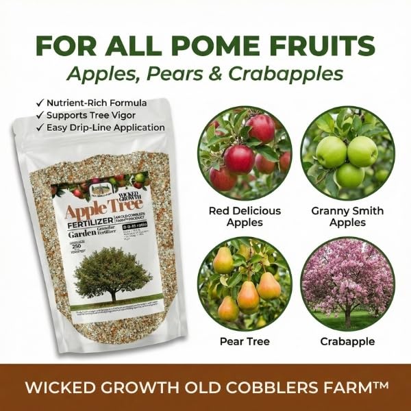 Old Cobblers Farm™ Wicked Growth Apple Tree Fertilizer - Boost Fruit Yield & Tree Health, Enhanced with Nutrients for Lush Growth – for All Apple Varieties (5 lbs | 10 lbs | 15 lbs | 20 lbs) (10 lb)