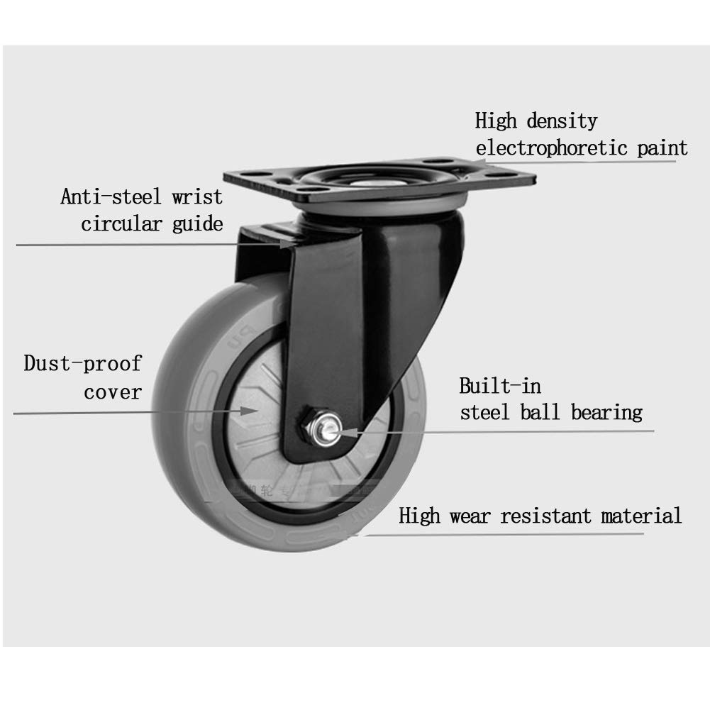 ECUTEE Ruote Pesanti 100mm Con Freno – Set 4 Rotelle Girevoli, Carico 600kg, Per Mobili E Carrelli