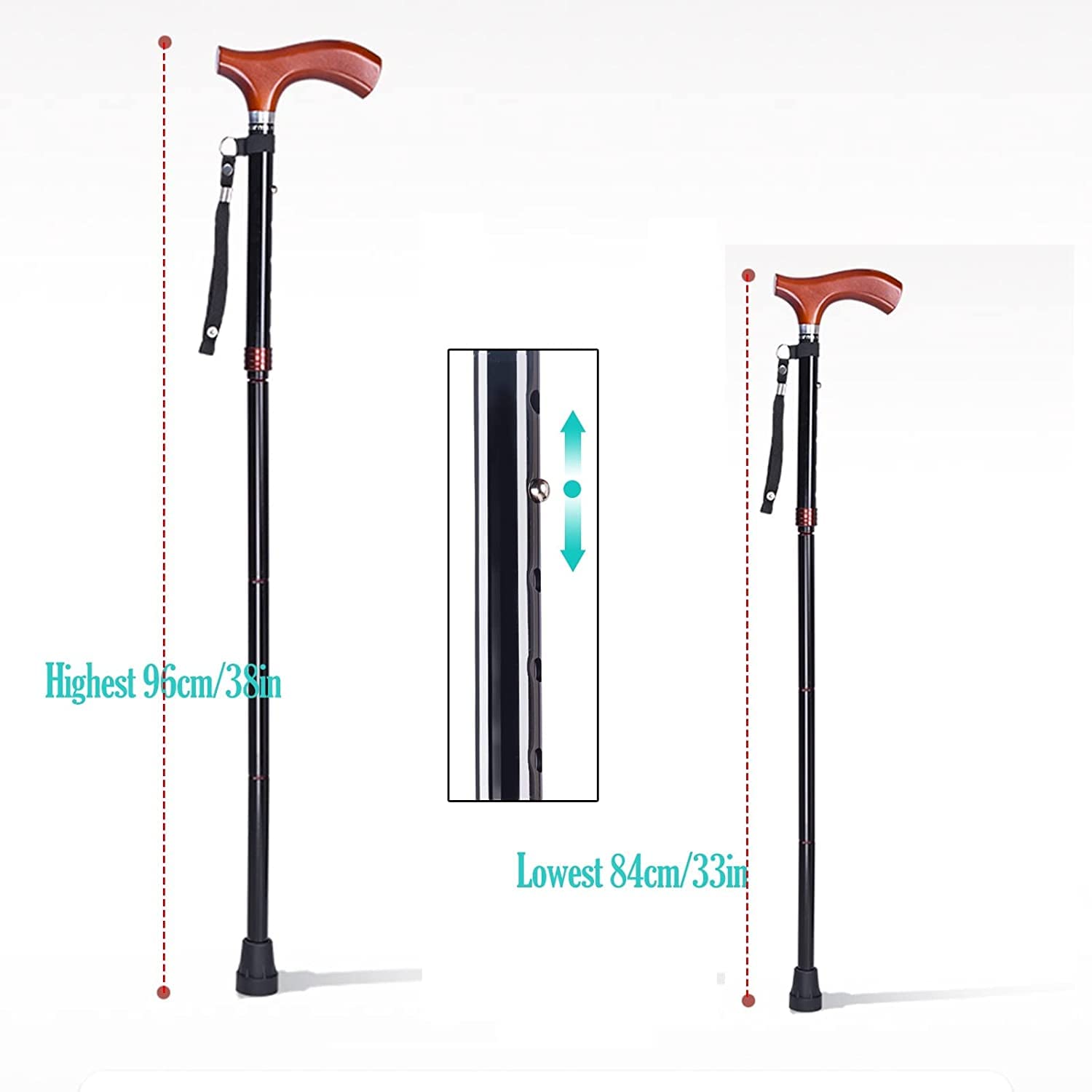 Muletas Bastón médico con Correa para la muñeca para Hombres y Mujeres Bastón Plegable de Aluminio de Altura Ajustable Muleta de Viaje Liviana para Personas Mayores Muletas para Caminar
