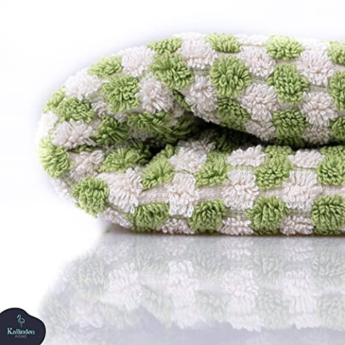 Organic Turkish Cotton Hand Towels For Bathroom | 17 X 35 Inches | Large Soft Plush Fluffy Highly Absorbent Towels For Kitchen, Hand And Face | Decorative Boho Hand Towel (Green, Hand Towel) #TOP1