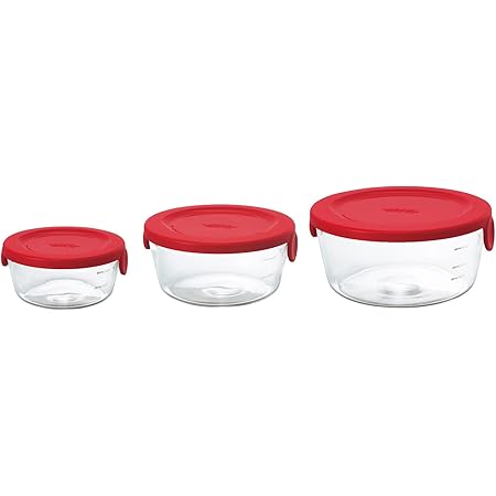 Amazon Hario ハリオ 耐熱ガラス製保存容器 レッド 日本製 Sytn 2518 R 3個セット 保存容器 キャニスター オンライン通販