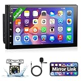 Podofo Android 13 Double Din Car Stereo Radio 7 Inch Portable Touch Screen Bluetooth Car Audio Receivers Android in Dash Unit with GPS Navigation Mirror Link FM/RDS WiFi Backup Camera Mic