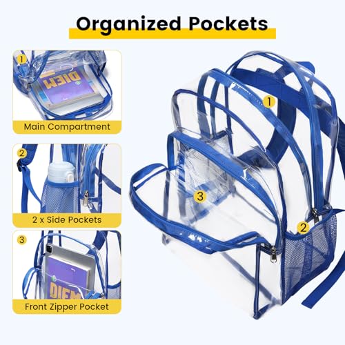Image of Vorspack Clear Backpack for School, 16 inch Large Clear Bookbag