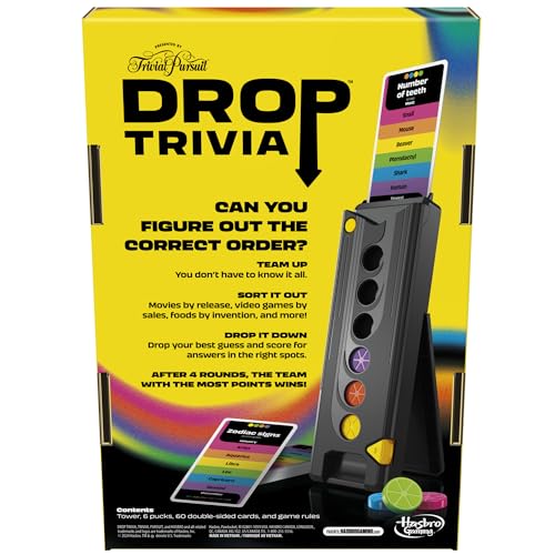 Image of Hasbro Gaming Drop Trivia Game | Electronic Party Game with Voice and Sounds | Ages 13+ | 2 or More Players | 15 Mins. | from Trivial Pursuit | Party Board Games