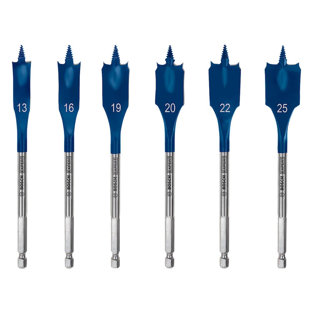 Bosch Professional 6x Expert SelfCut Speed Flat Router Bit Set (for Softwood, Chipboard, Ø 13-25 mm, Accessories Rotary Impact Drill)
