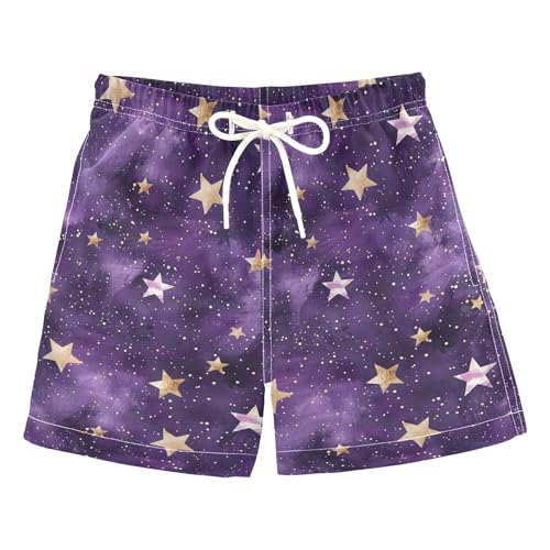 Golden Sun Moon Stars Boho Black Toddler Swim Shorts Quick Dry Boys Joggin Shorts Kids Swimwears Beach Vacation 2T