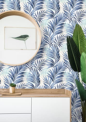 Image of Tommy Bahama Tranquillo Coastal Palm Peel and Stick Wallpaper (Azure Blue)