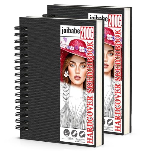 2 Stück A5 Skizzenbuch,200 g/m² Zeichenblöcke mit Spiralbindung Dickes Papier-80 Blatt /160 Seiten-Skizzenbücher mit festem Einband-Professionnelle Zeichenbuch für Kinder & Erwachsene für Skizzen
