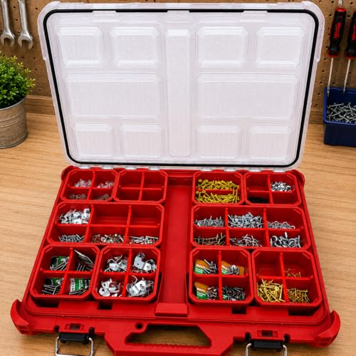 10-Piece Organizer Bin Dividers Compatible with Milwaukee PACKOUT Compact Organizer Modular Storage Bins & Divider Trays for Tools Bits & Small Parts (Red)