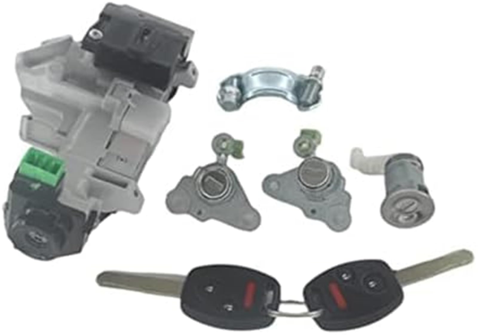 Siłownik automatycznego zamka drzwi Zestaw zamków Al266 Drzwiczki wyłącznika zapłonu, na 2 klucze 04-11 Samochód(BLACK Full Set)