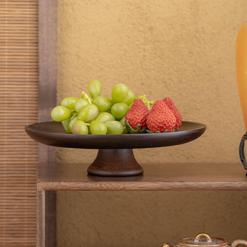 Obstschale, Hochbeiniger Obstteller aus Holz im Wohnzimmer, Platz for Kuchen(Large)