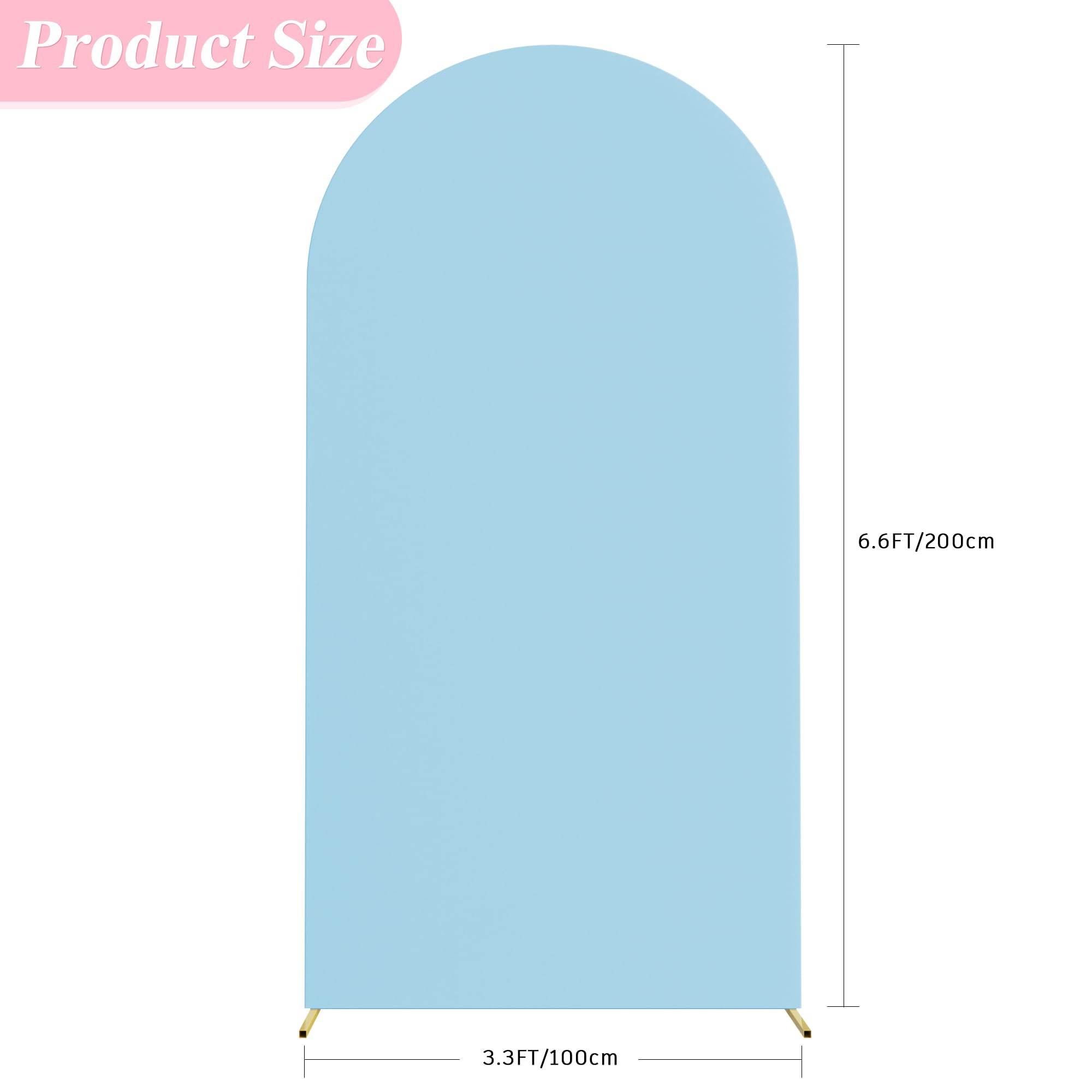 Asee'm 6.6FT Wedding Arch Cover Dusty Blue Fitted Spandex Cover 2-Sided Round Top Chiara Backdrop Stand Covers for Party Ceremony Birthday Banquet Decoration