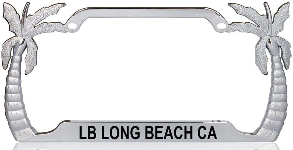 LB Long Beach CA Palm Tree Design Quality Chrome Metal Car SUV Truck License Plate Frame z19