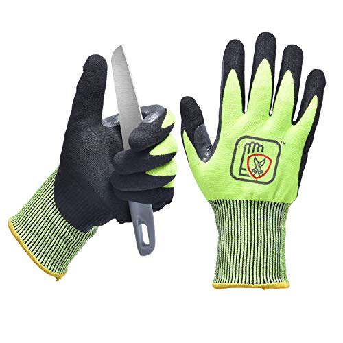 Preisvergleich Produktbild SAFEYEAR Schnittfeste Handschuhe, Nylon, wasserbeschichtet, für Holzschnitzerei, Fleischschneiden, Mandolinenschneiden und mehr (gelb, XL)