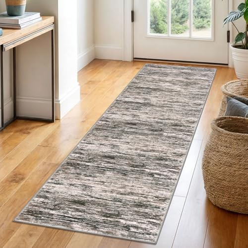 2x6 Brown Green Black White Modern Abstract Runner Rug for Hallways, Super Soft Hallway Decor Kitchen Rugs with Non-Slip, Non-Shedding Washable Rug for Entryway Bedroom Indoor