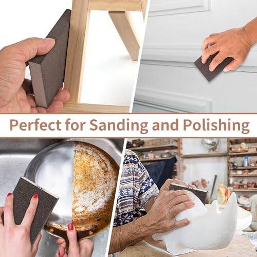 Image of 8 Pack Sanding Sponge Block, Wet Dry Sandpaper Sand Paper for Drywall Wood