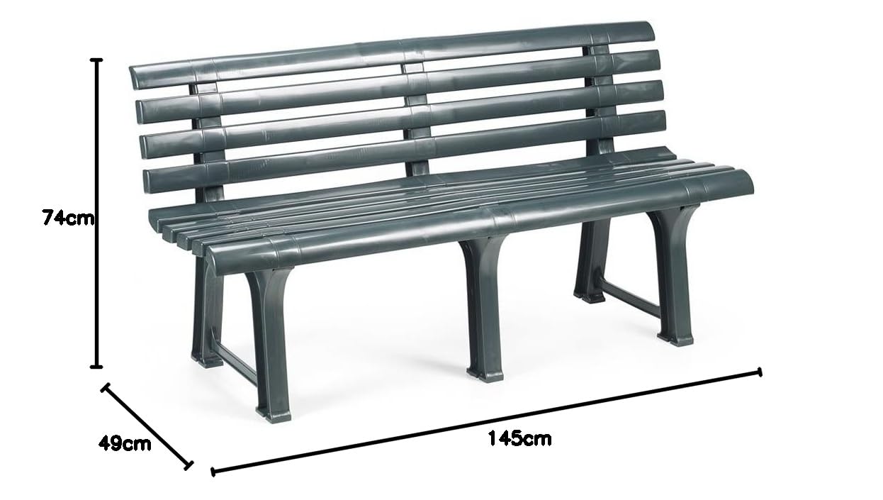 Dmora - Außenbank, Made in Italy, 145x49x74 cm, Farbe Grün