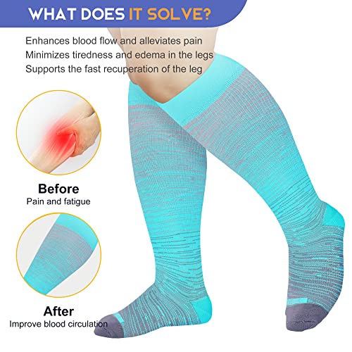 Image of LEVSOX Plus Size Compression Socks for Women Men Wide Calf Extra Large 15-20 mmHg Knee High Sock for Nurses Pregnant Travel