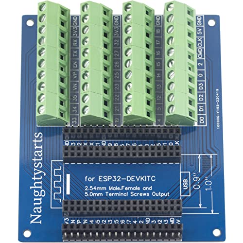 Image of ESP32 GPIO Breakout Board with 3 Type Input Way Terminal Screw and Male Female pins (38Pins 5.0mm / 0.2 inch Terminal 2pcs)